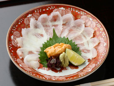 天然平目と生うにのお造り