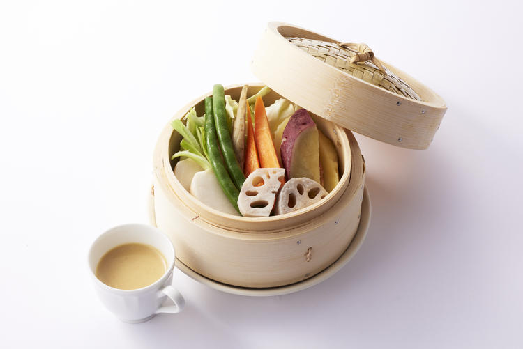 温野菜の豆乳味噌クリームソース