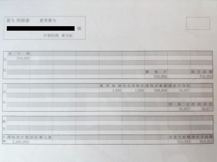 こちらは賞与明細!!給与と合わせると…