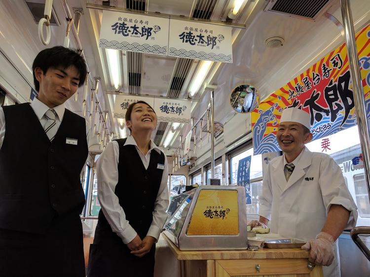 電車で出張寿司するなど面白い会社