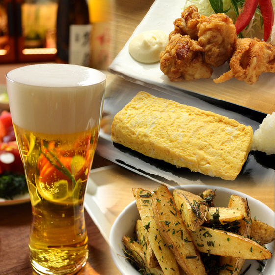夜はビールによく合うメニューでおもてなし