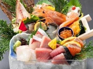 看板料理刺身箱盛り!煙モクモク演出します