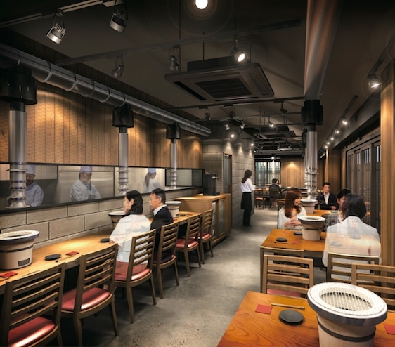 内装の設計パースです。40席の店内。
