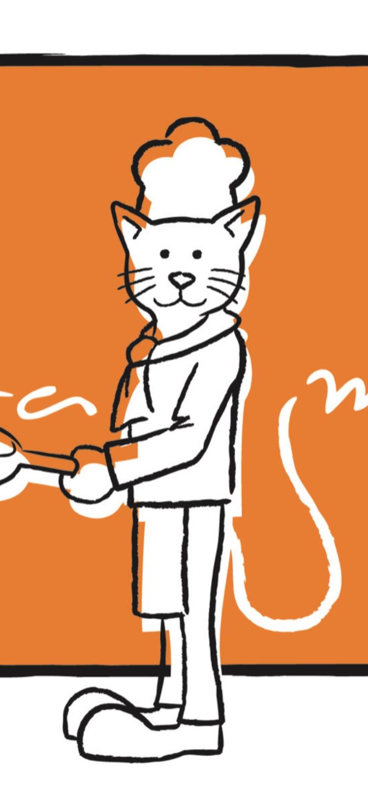 猫がチャーミングなお店のロゴ
