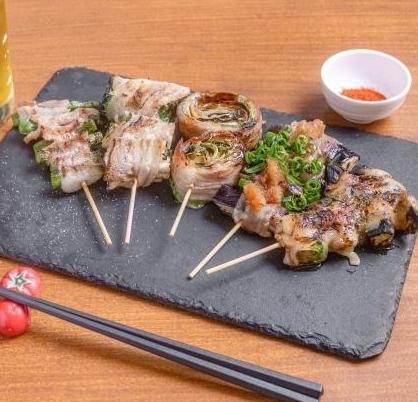 今夜の野菜巻きおまかせ5串盛り