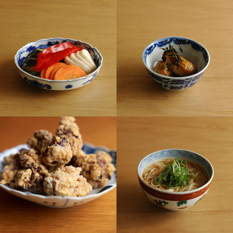 昔の和食器で料理を提供☆