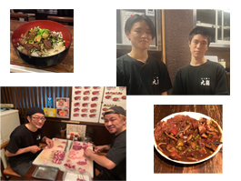 新鮮もつ仕込中 と 美味しい賄い写真