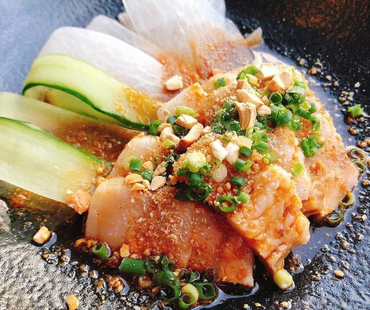 よだれ鶏ならぬよだれ豚!ピリ辛がうまい~