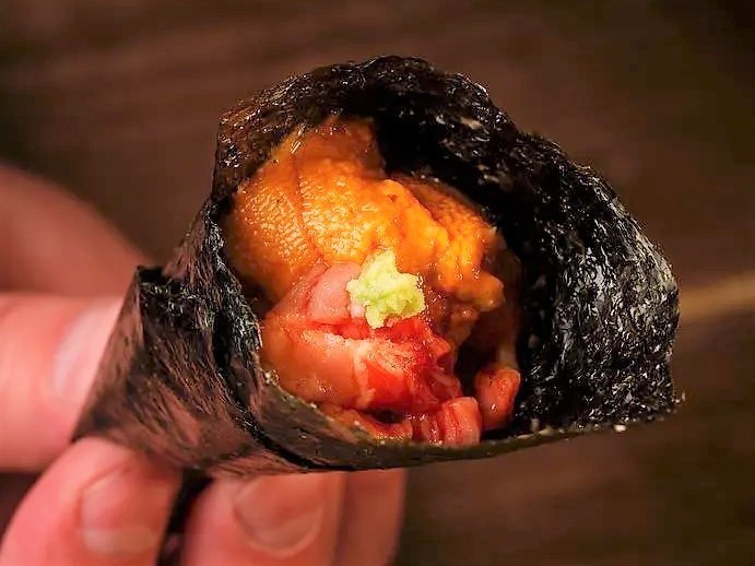 純生牛肉と雲丹の贅沢な逸品☆雲丹肉の手巻