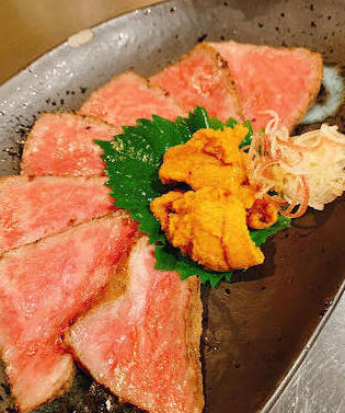 【写楽】牛のたたきと雲丹