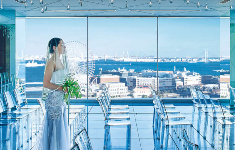 披露宴会場からは横浜の絶景が一望