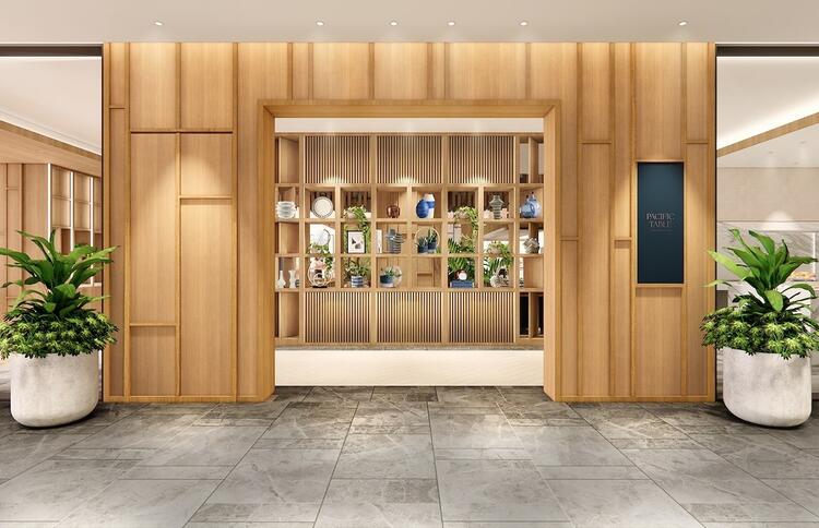 ホテル内のビュッフェスタイルレストラン