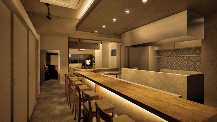 広めのカウンターは落ち着いた雰囲気