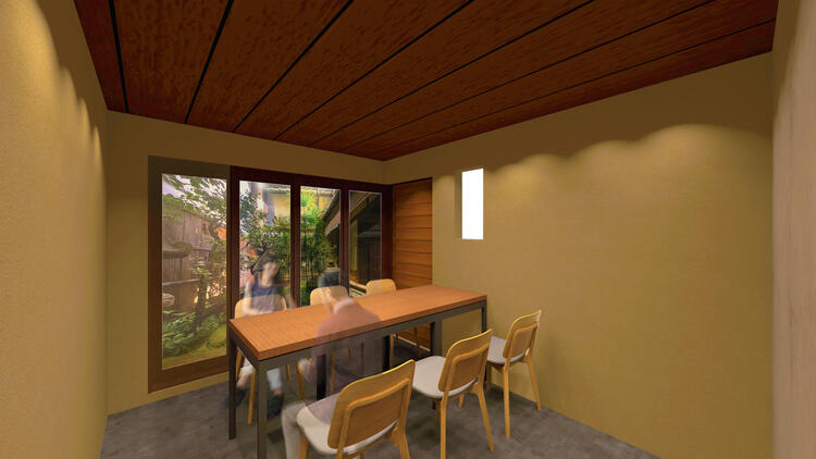 1階奥の庭の見える個室