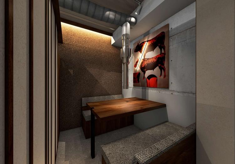 カウンター奥に半個室