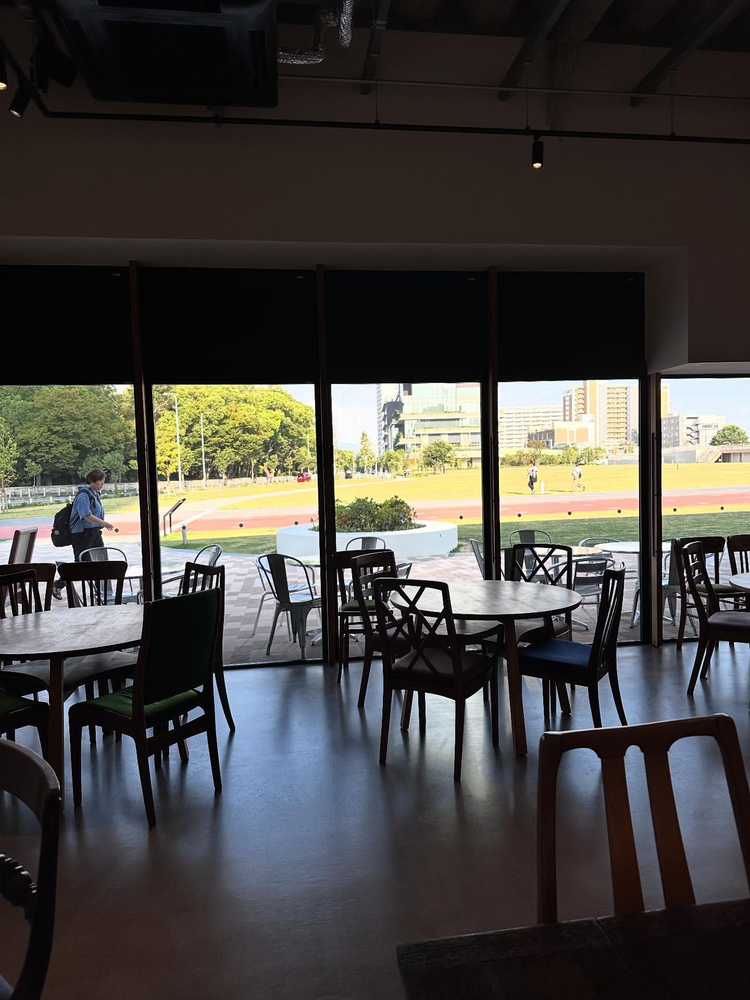 店内から見える緑が気持ちの良い空間