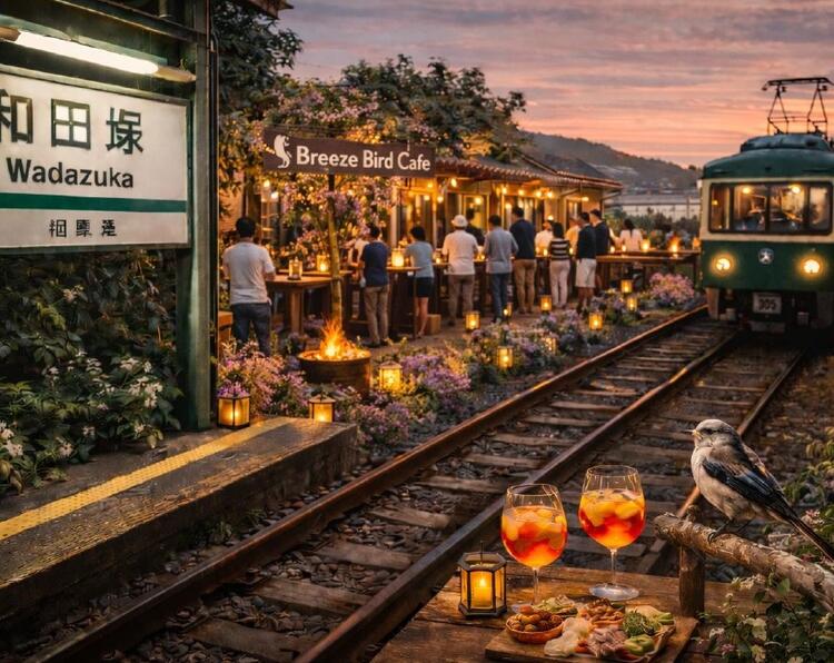 江ノ電沿いを屋外のバースペースに改装