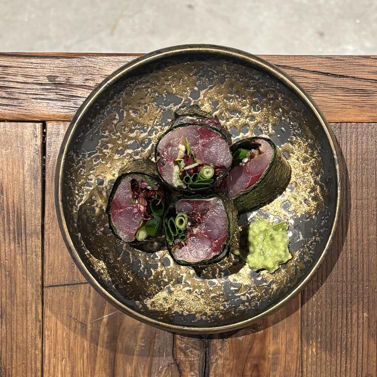 1番商品の鯵の薬味海苔巻き