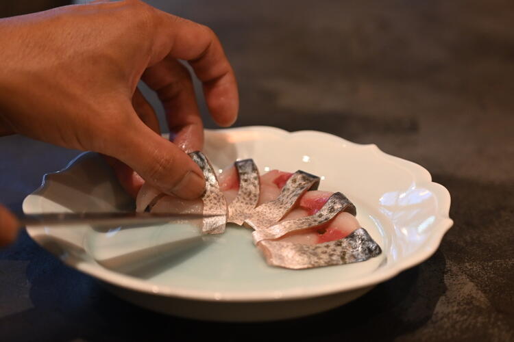 朝食にて目でも楽しめる創作料理