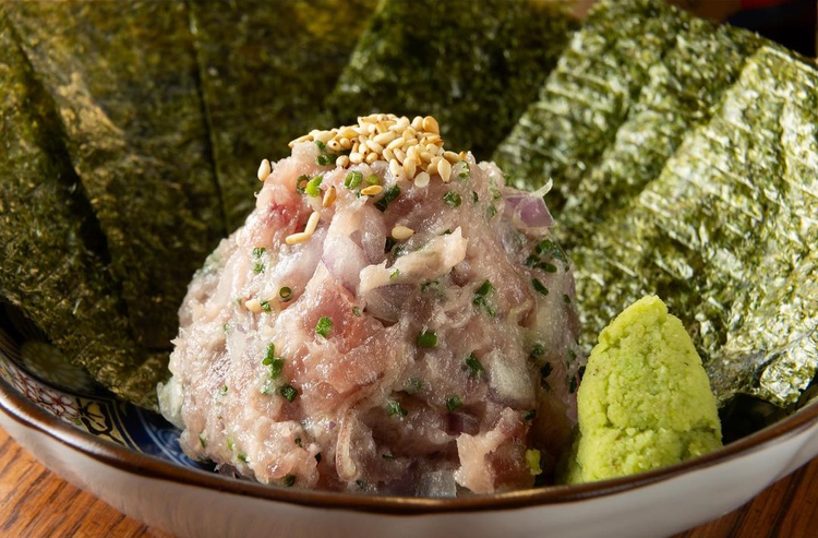 鮪頭肉のなめろう塩仕立て