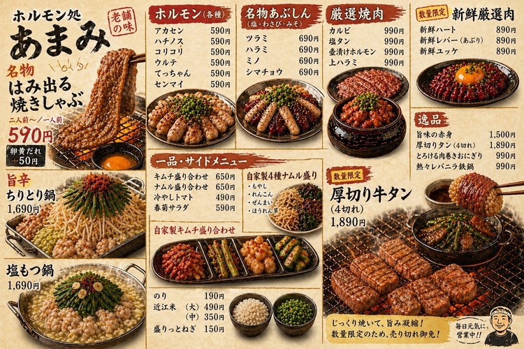 AIで作成中のメニュー☆写真は入替ます！