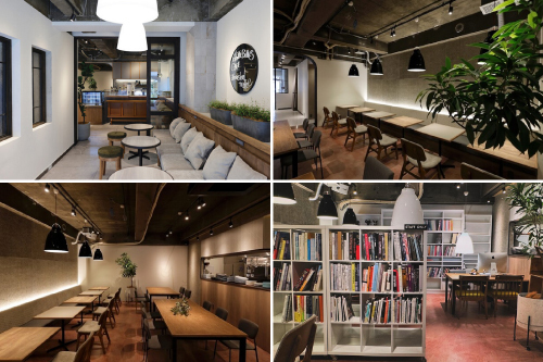 アート本や雑誌が並ぶオシャレなインテリア