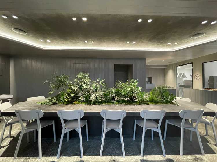 カウンター12席、テーブル席が2席で広々