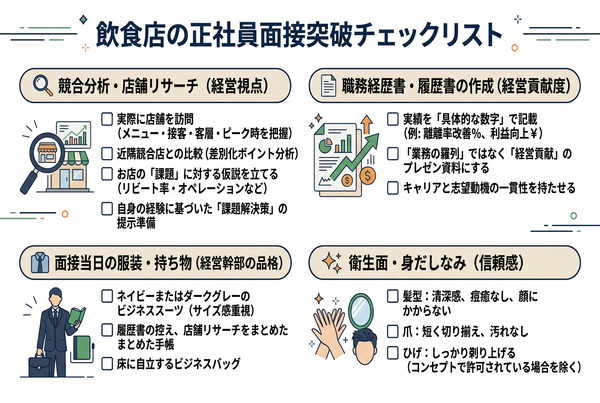 飲食店の正社員面接突破チェックリスト