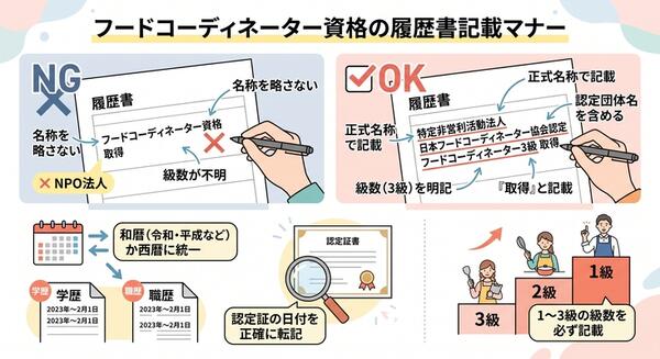 フードコーディネーターの履歴書マナー
